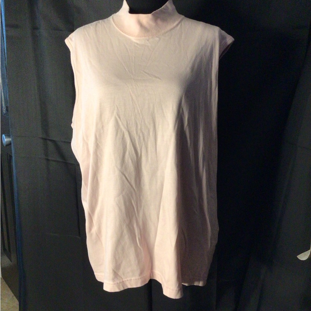 #906.    CJ Banks Pink Sleeveless Muscle Tee Polo